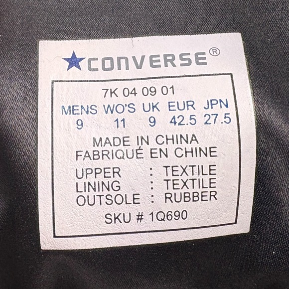 VTG Y2K Converse Black Satin Sneakers Sz M9 W11 Pink Cherry Blossom Embroidery - Picture 14 of 15